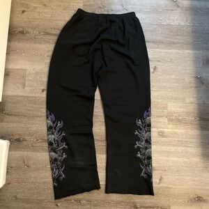 Affliction Black Sweatpants with Silver Logo Print